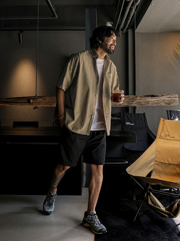 (L-5XL)<BR>노커드 顔料 半袖シャツ