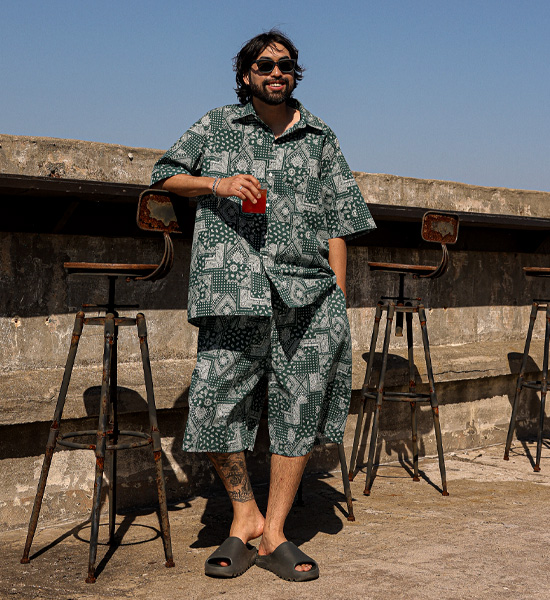 (XL-6XL)<BR>하투니 半袖シャツ+주나파니 6부 バンディングパンツ