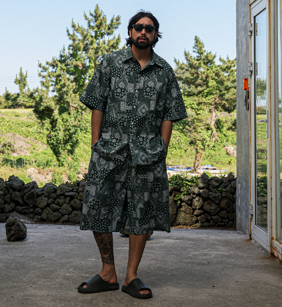 (XL-6XL)<BR>하투니 半袖シャツ+주나파니 6부 バンディングパンツ