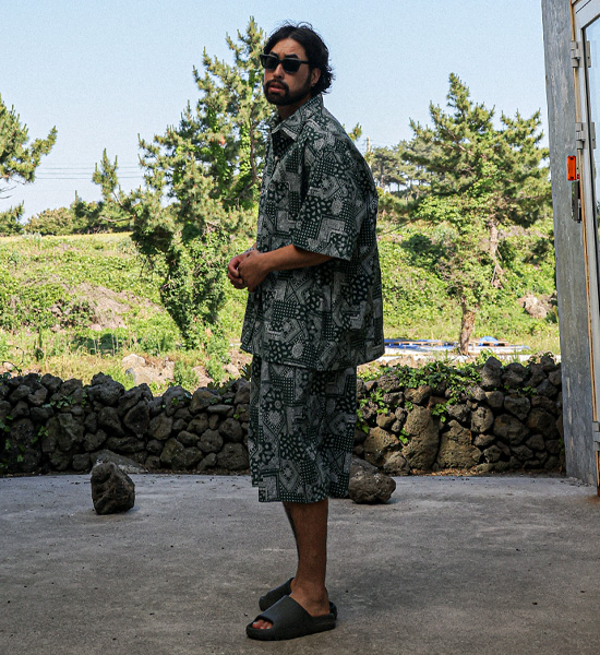 (XL-6XL)<BR>하투니 半袖シャツ+주나파니 6부 バンディングパンツ