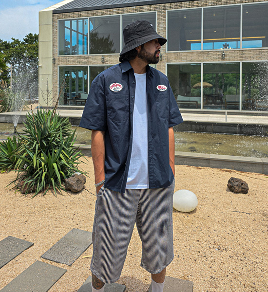 (L-3XL)<BR>비크람 デニムバンディングショートパンツ