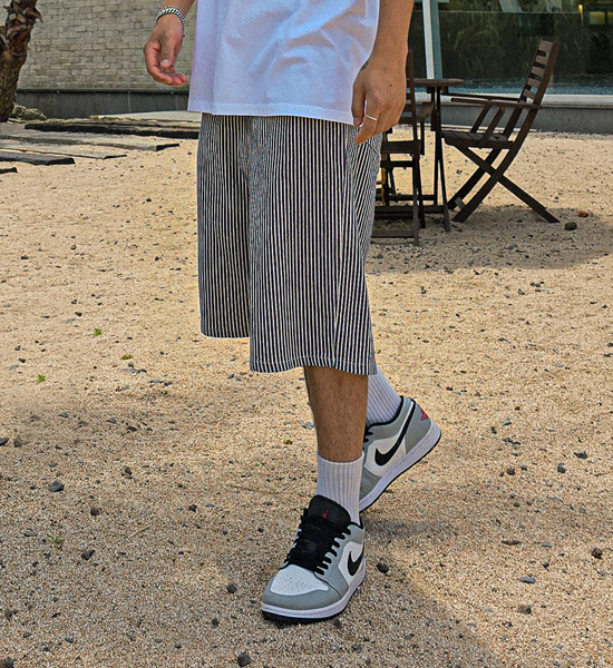 (L-3XL)<BR>비크람 デニムバンディングショートパンツ