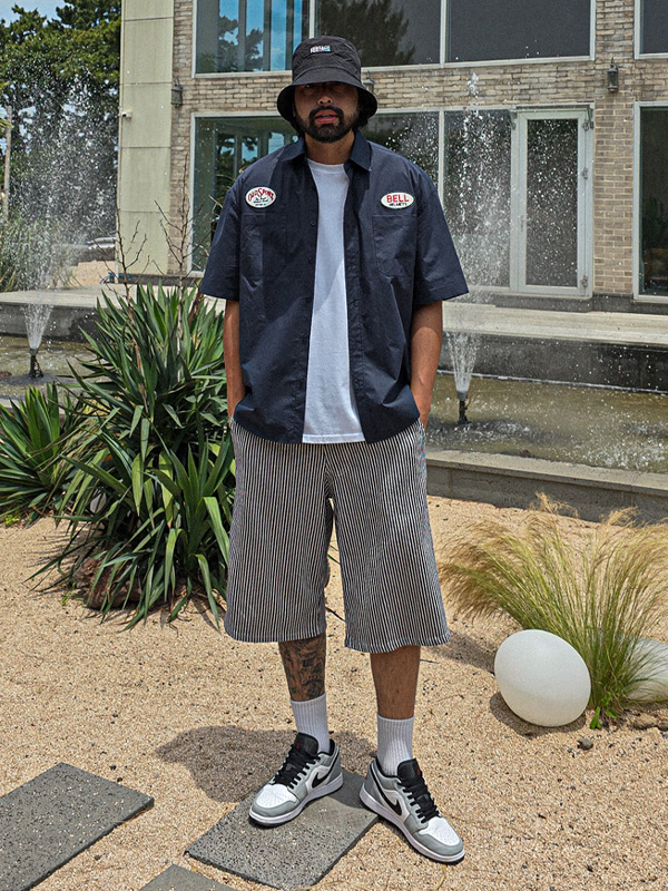 (L-5XL)<BR>비크람 デニムバンディングショートパンツ