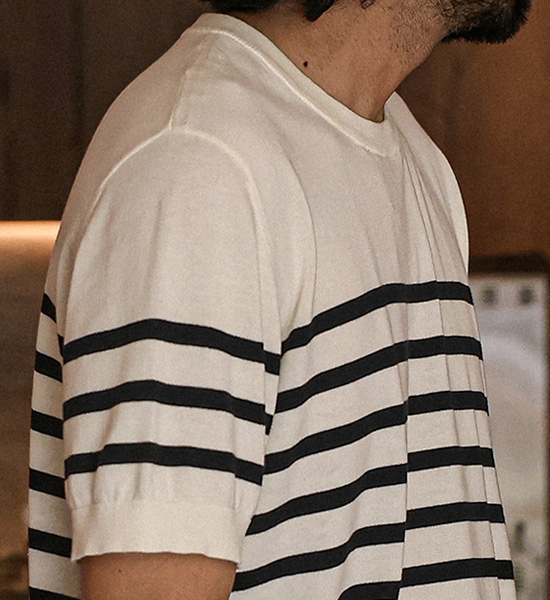 (L-5XL)<BR>자몰리 ストライプ 半袖のニット DT23114<BR><B><FONT COLOR="#ff4800">[追加割引]</FONT></B>