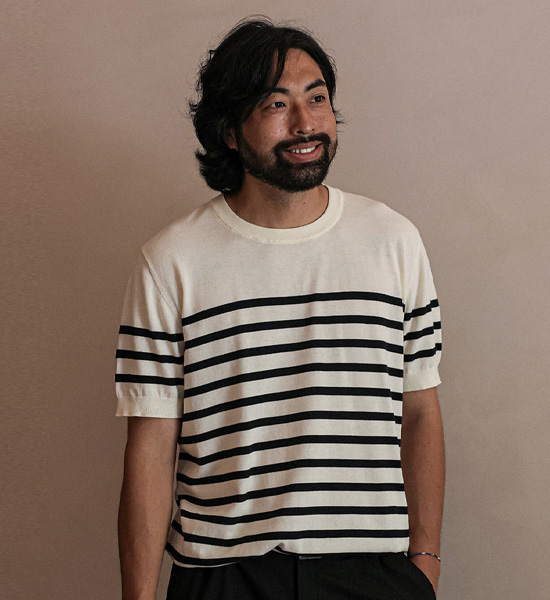 (L-5XL)<BR>자몰리 ストライプ 半袖のニット DT23114<BR><B><FONT COLOR="#ff4800">[追加割引]</FONT></B>