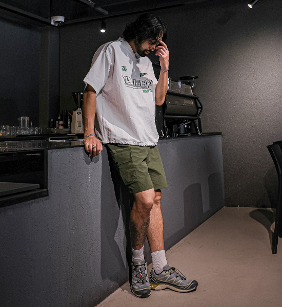 (L-4XL)<BR>히마람 カーゴバンディングショートパンツ<br><font color="#fb5ec9"><B>[1+1]</B></font>