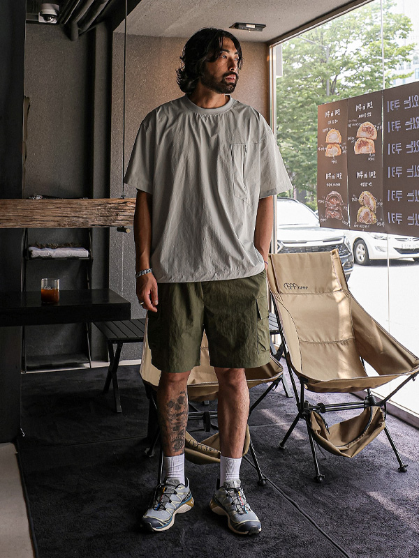 (L-4XL)<BR>히마람 カーゴバンディングショートパンツ<br><font color="#fb5ec9"><B>[1+1]</B></font>