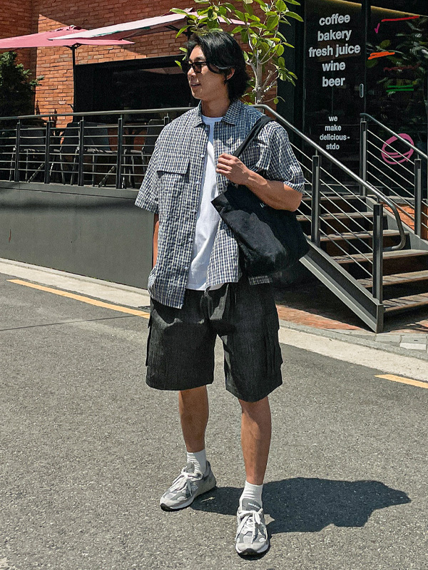 (XL-6XL)<BR>카지라 ノンウォッシュジーンズ バンディング半ズボン