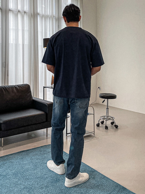 (L-4XL)<BR>휘호 スリムフィット 隠しバンド デニムパンツ RA-1067