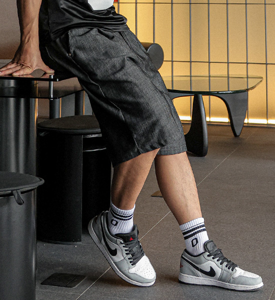 (L-5XL)<BR>란츠보 7부 リネンノンウォッシュジーンズ 뒷밴딩팬츠