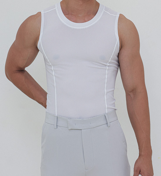 (L-5XL)<BR>마크타퍼 補正袖なしシャツ<br><font color="#fb5ec9"><B>[1+1]</B></font>