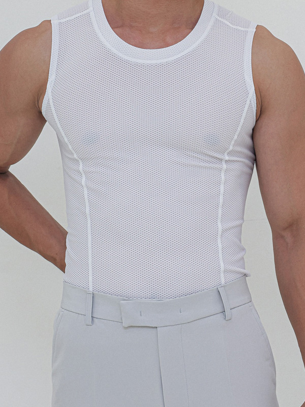 (L-5XL)<BR>마크타퍼 補正袖なしシャツ<br><font color="#fb5ec9"><B>[1+1]</B></font>