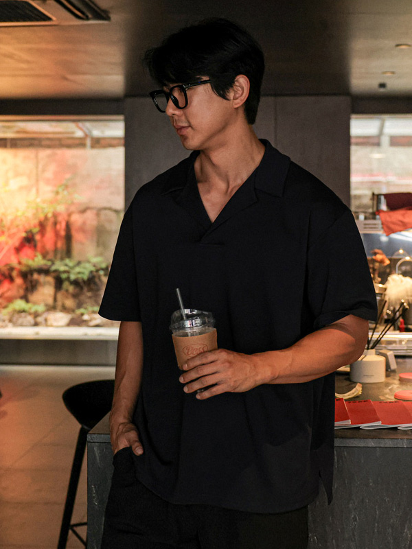 (L-5XL)<BR>바스타나 オープンカラー 半そでティー