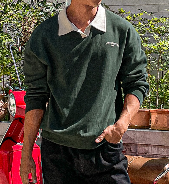 (L-5XL)<BR>마나드 襟付きスウェットシャツ