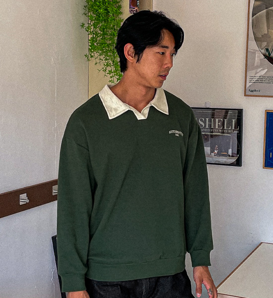 (L-5XL)<BR>마나드 襟付きスウェットシャツ