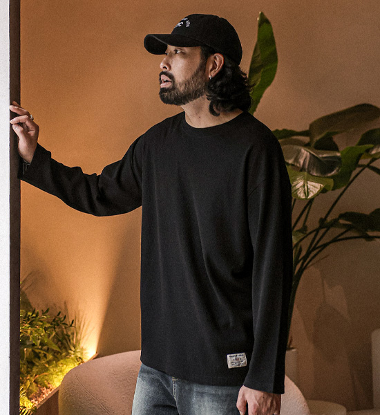 (L-5XL)<BR>나클로 ワッフル 長袖Tシャツ<br><font color="#fb5ec9"><B>[1+1]</B></font>