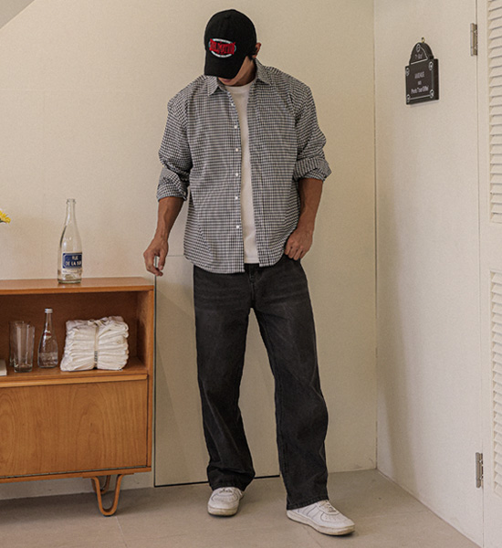 (2XL-5XL)<BR>해티드 チェック柄のシャツ