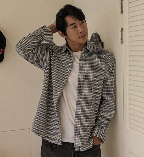 (2XL-5XL)<BR>해티드 チェック柄のシャツ