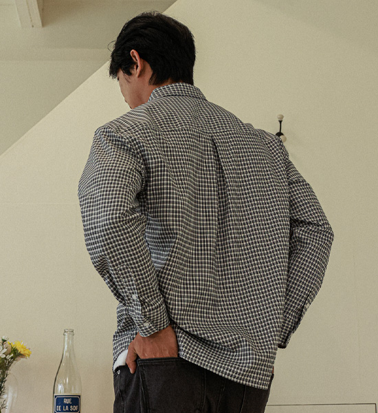 (2XL-5XL)<BR>해티드 チェック柄のシャツ