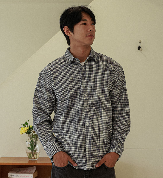 (2XL-5XL)<BR>해티드 チェック柄のシャツ