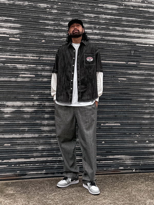 (XL-6XL)<BR>닝스토 レイヤード 생지데님셔츠