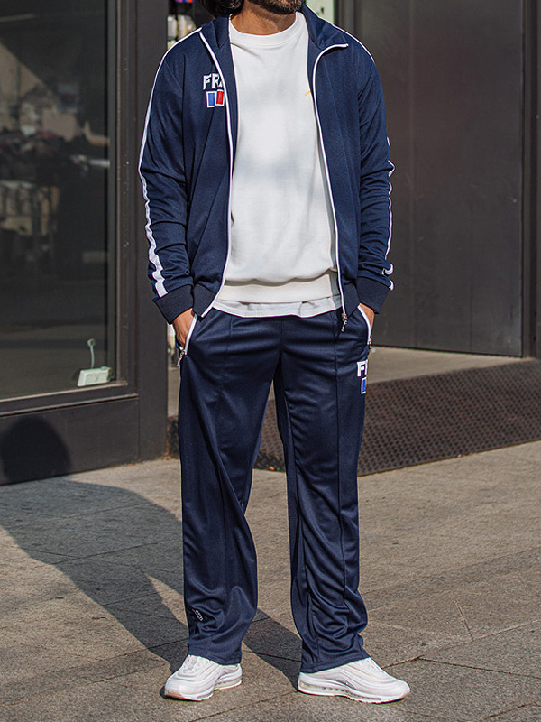 (L-5XL)<BR>바라볼수 없는 프랑스 짚업+카페와 연인 トレーニングパンツ