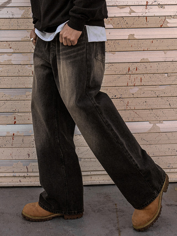 (L-4XL)<BR>유허스트 セミワイドフィット デニムバンディングパンツ RA-1073