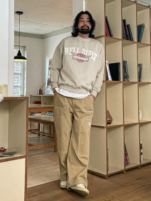 (S-5XL)<BR>아쵸카 セミワイドフィット パンツ