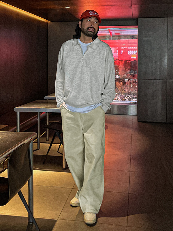 (XL-6XL)<br>아서드 襟付きスウェットシャツ