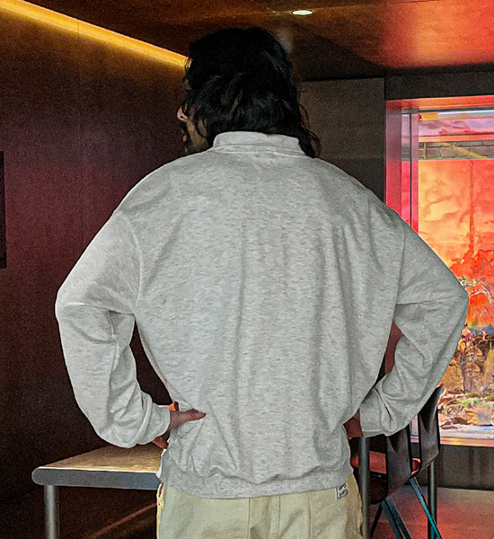 (XL-6XL)<br>아서드 襟付きスウェットシャツ