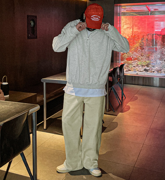 (XL-6XL)<br>아서드 襟付きスウェットシャツ