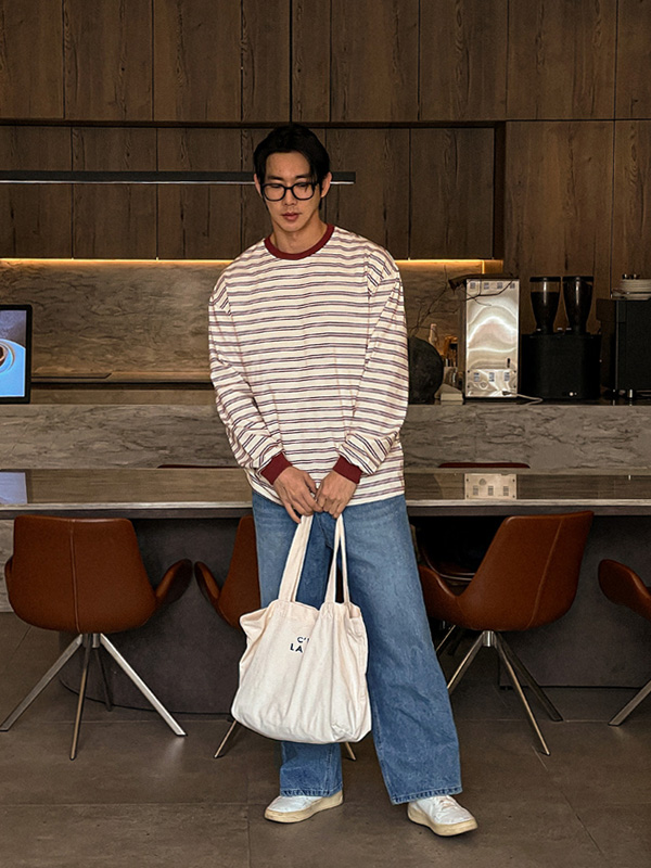 바티라수 縞模様 長袖Tシャツ