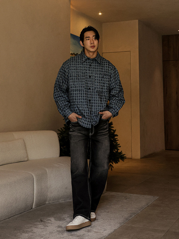 트카린 체크데님 シャツ&ジャケット