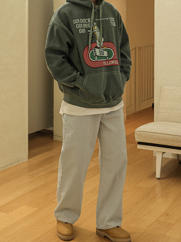 (S-5XL)<BR>모타라 セミワイドフィット 顔料 バンディングパンツ D575