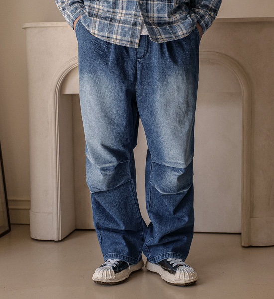 (XL-6XL)<BR>콘다바 セミワイドフィット デニムバンディングパンツ