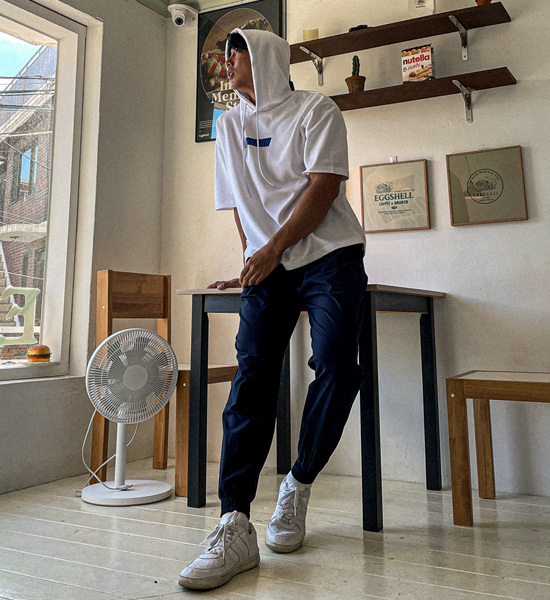 (XL-4XL)<br>러스핀 LONDON フード付き半袖シャツ