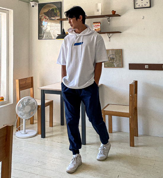 (XL-4XL)<br>러스핀 LONDON フード付き半袖シャツ
