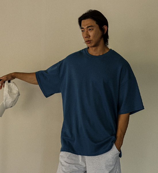 (L-6XL)<br>헤브린 サイド·スリット 半そでティー