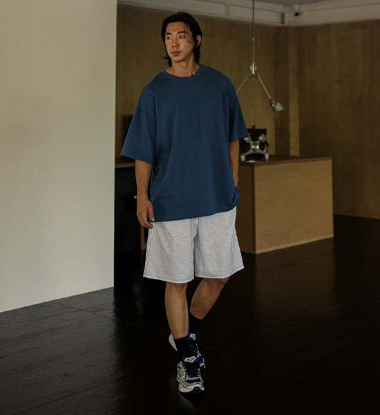 (L-6XL)<br>헤브린 サイド·スリット 半そでティー