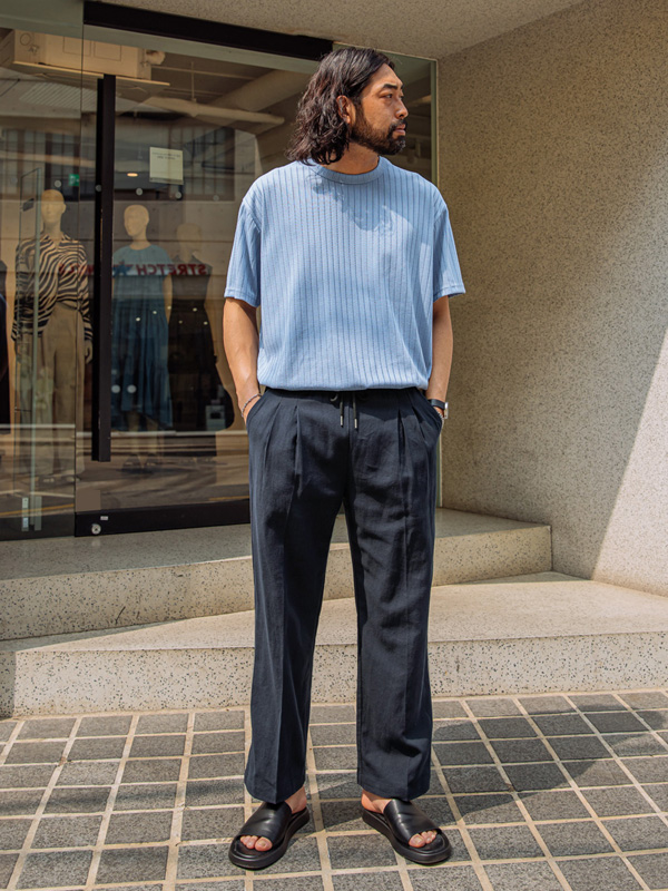 (L-4XL)<br>큐텔라 肋骨のある 半そで ニット