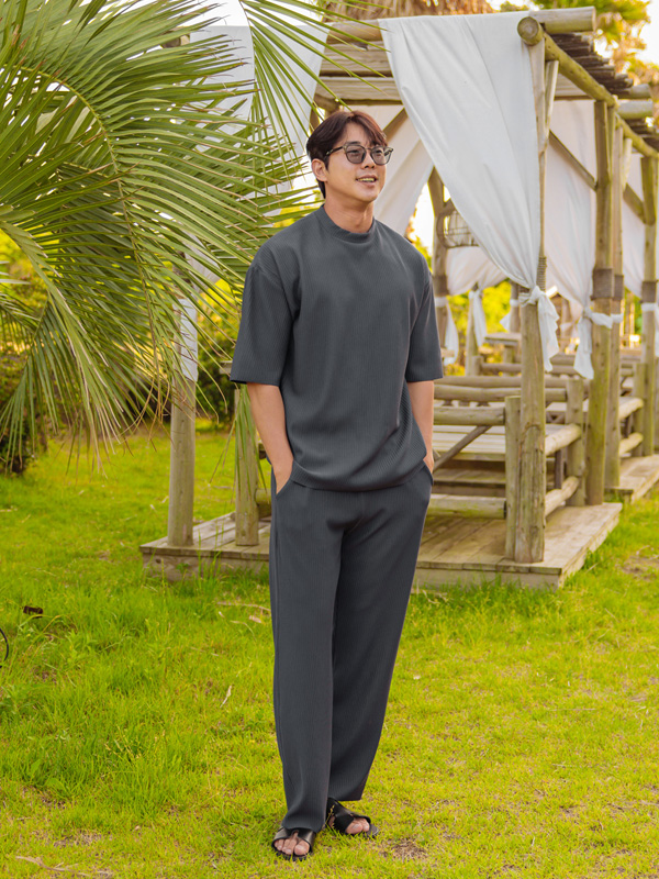 (L-5XL)<BR>보아비스 半そでティー+우아초 バンディングパンツ