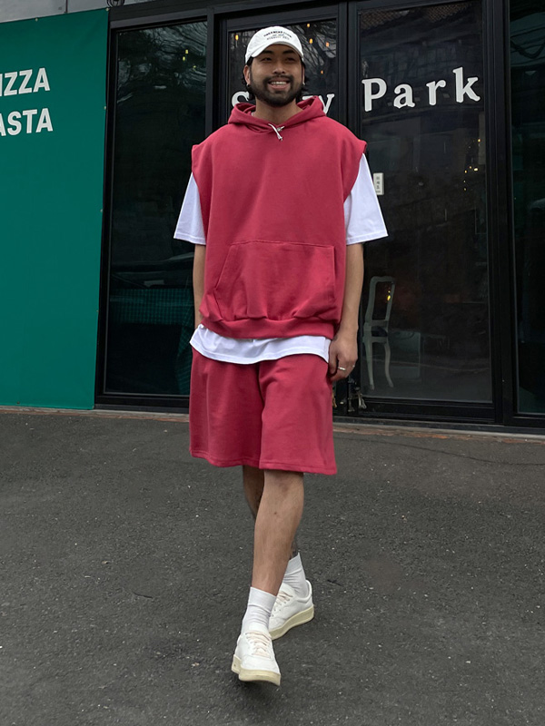 (XL-6XL)<BR>라모니 후드나시+캉가이 バンディング半ズボン