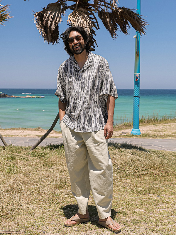 (XL-6XL)<BR>라빌라 オープンカラー 半袖シャツ