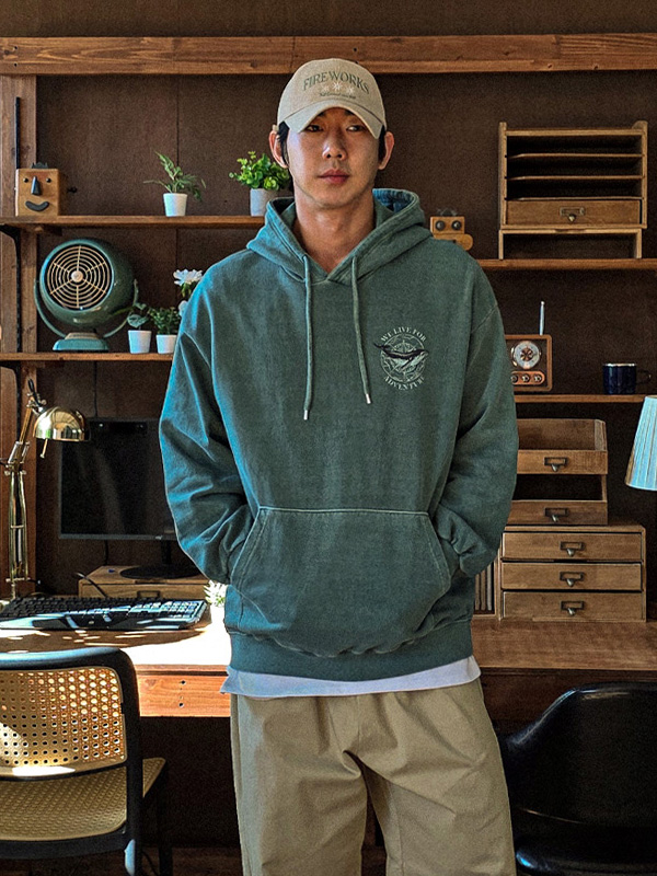 (L-5XL)<BR>마그나토 顔料 フードティーシャツ