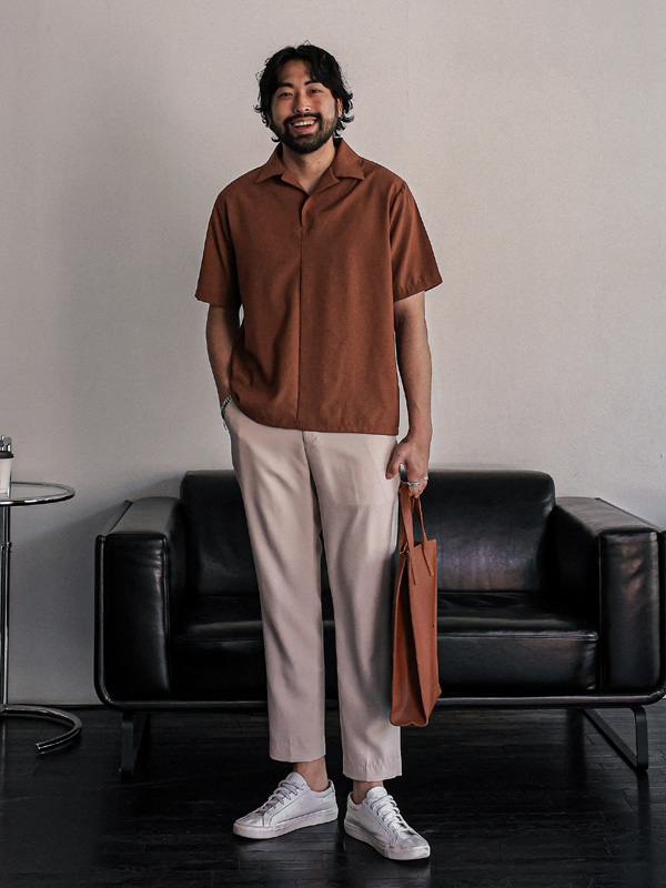 (L-5XL)<BR>자니콜 オープンカラー 半そでティー