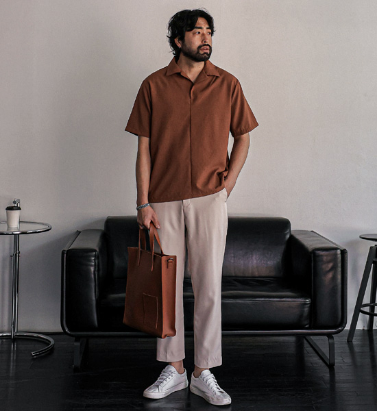 (L-5XL)<BR>자니콜 オープンカラー 半そでティー