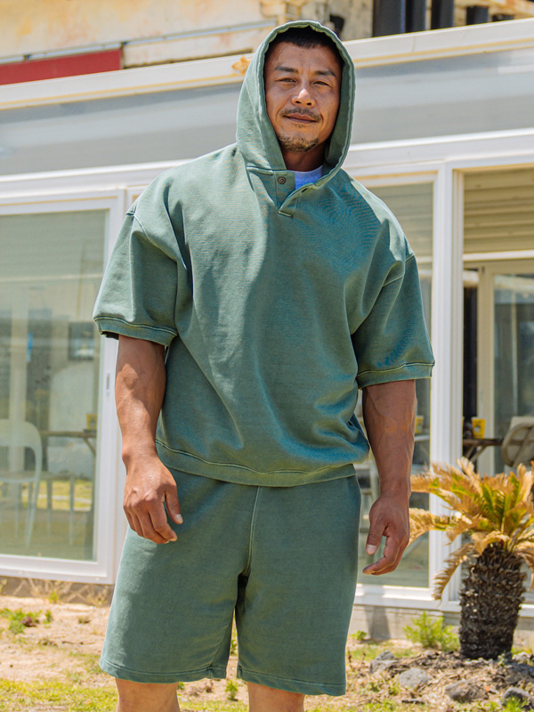 (3XL-6XL)<BR>로나이프 半袖パーカー+스턴하버 バンディング半ズボン