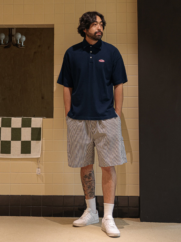 (L-5XL)<BR>그로핑 半袖襟Tシャツ