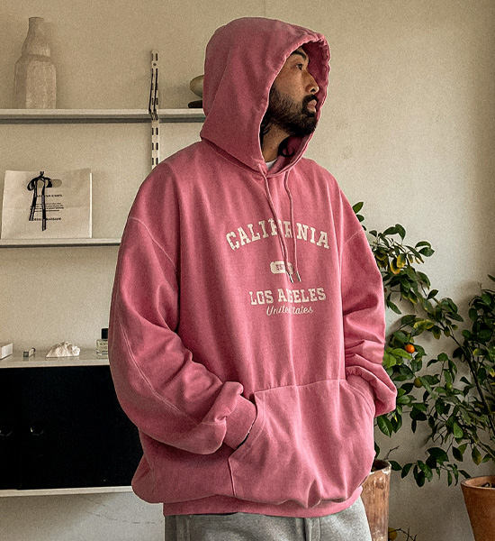 (M-5XL)<BR>트리펀 顔料 フードティーシャツ