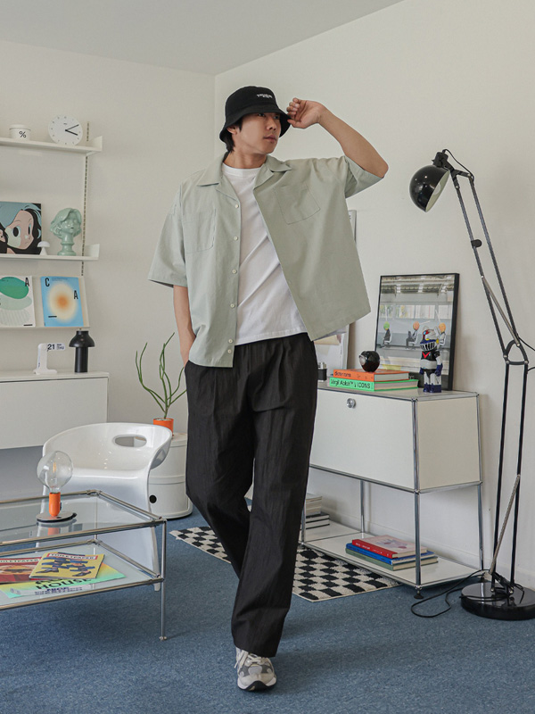 (XL-6XL)<br>오포치노 リネン半袖シャツ